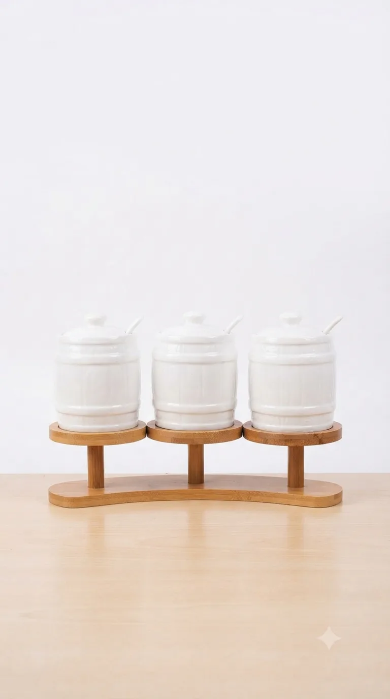 Ceramic Canister Set Pots for Elegant Kitchen Organization-16741-16 — White