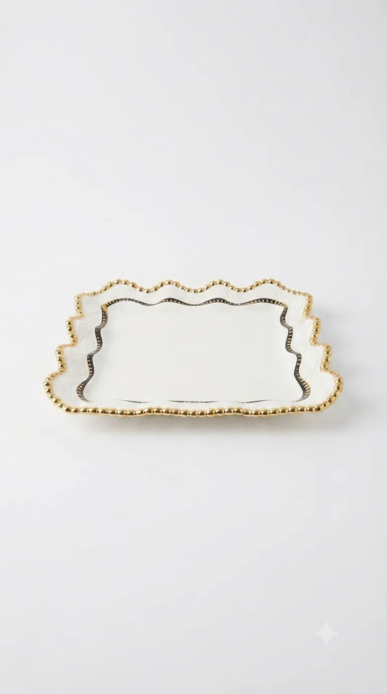 Elegant Ceramic Snack Serving Platter-JJ-86 — White