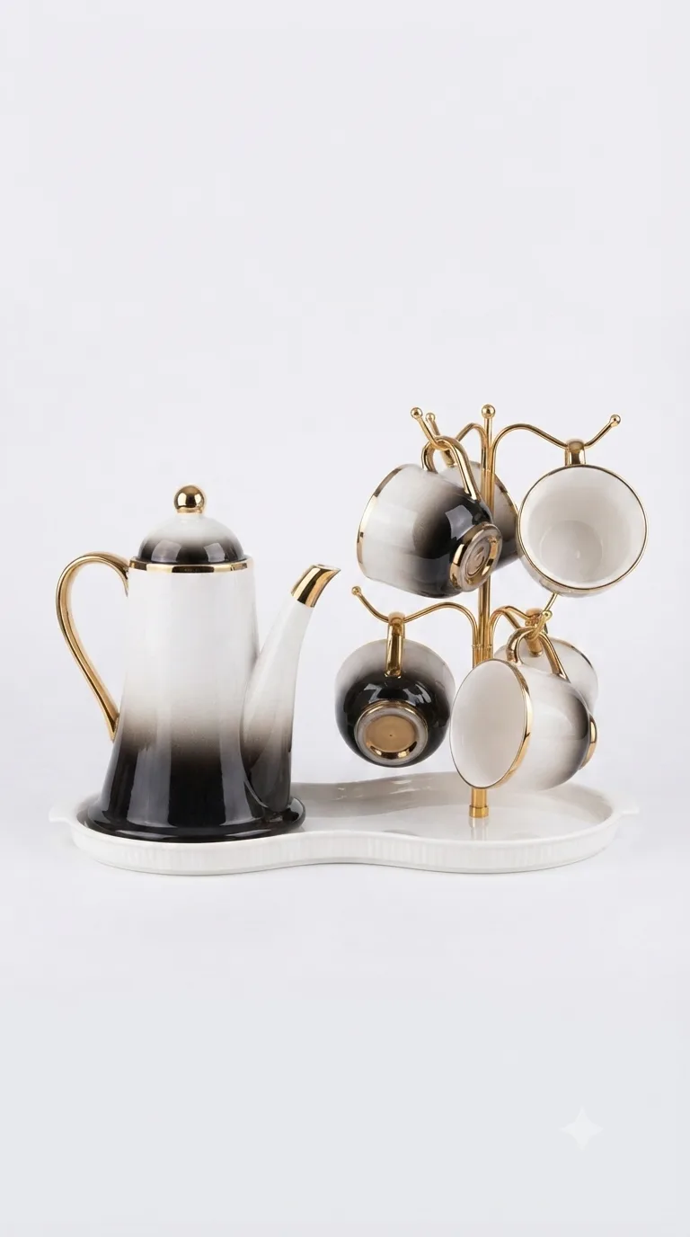 Vintage Elegance Classic Tea & Coffee Set-16741-94 — white&black