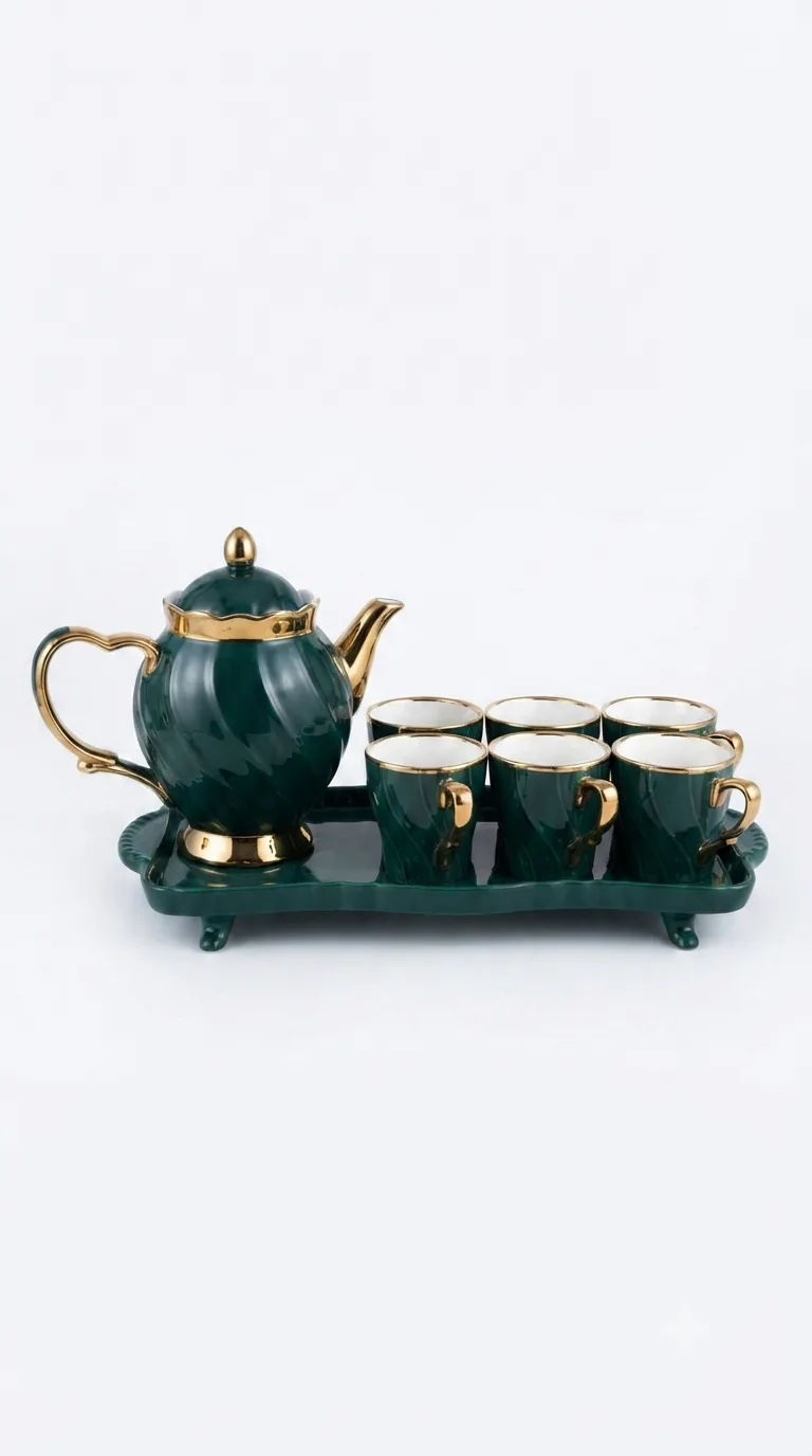 Vintage Elegance Classic Tea & Coffee Set-16187-32(Green) — Green
