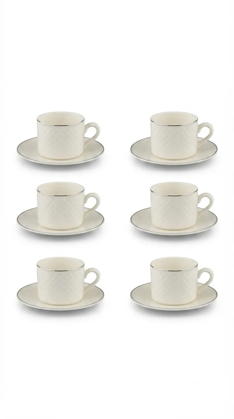 Silver-Touched Royal Dotted Tea Set-YJD-12E — White&silver