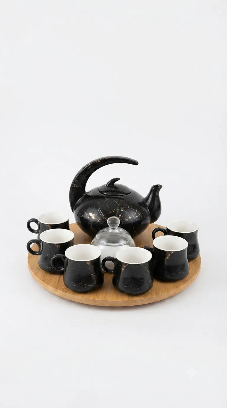 Signature luxury ceramic tea set collection-16741-32 — black