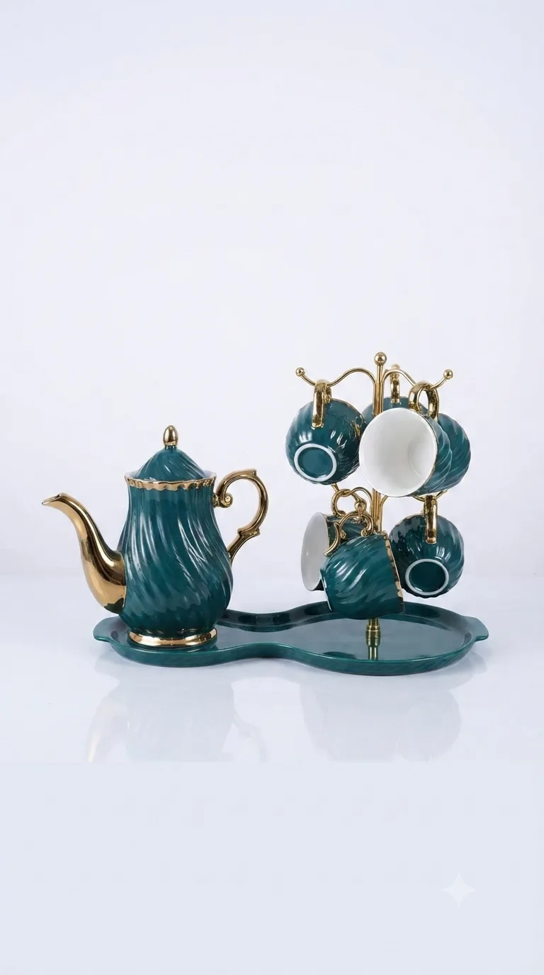 Vintage Elegance Classic Tea & Coffee Set-16187-11 — Green