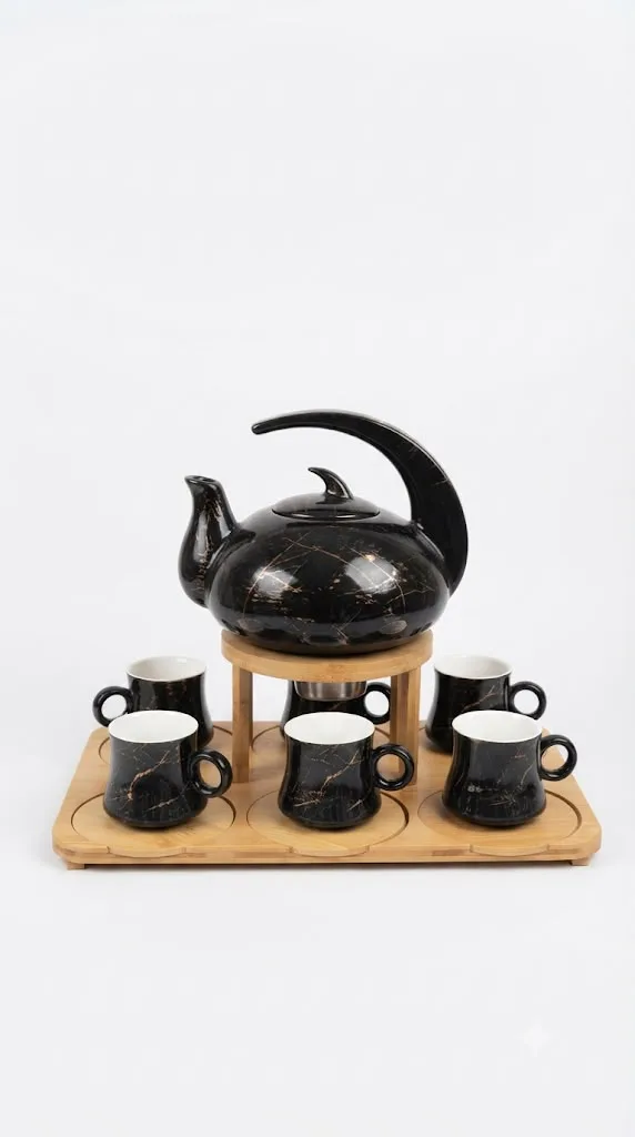 Signature luxury ceramic tea set collection-16741-31 — Black