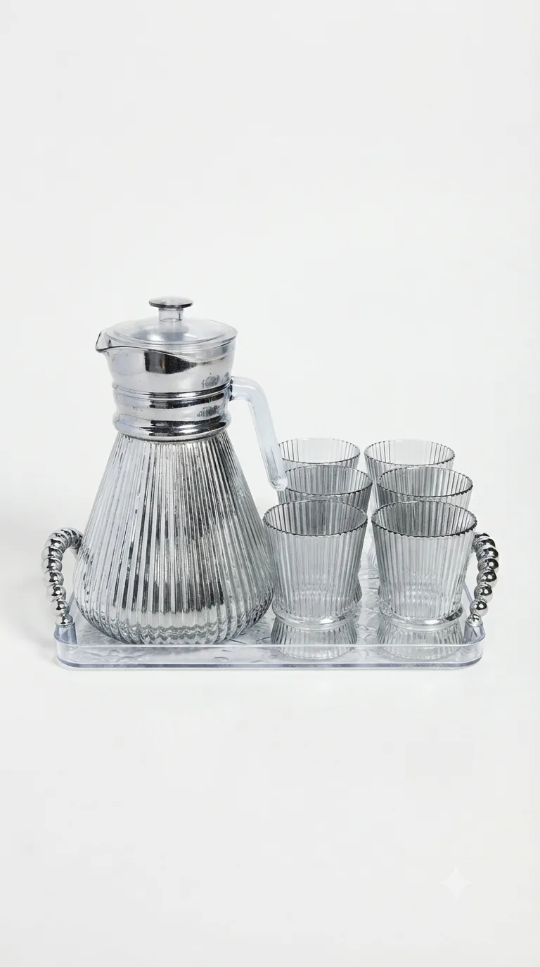 Premium Table Water Jug & Glassware Serving Set-186-5 — White