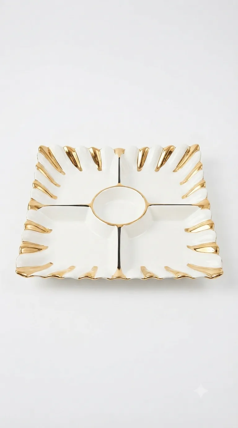 Elegant Ceramic Snack Serving Platter-XRK1067 — White