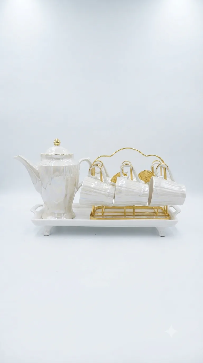 Signature luxury ceramic tea set collection-16187-22 — White
