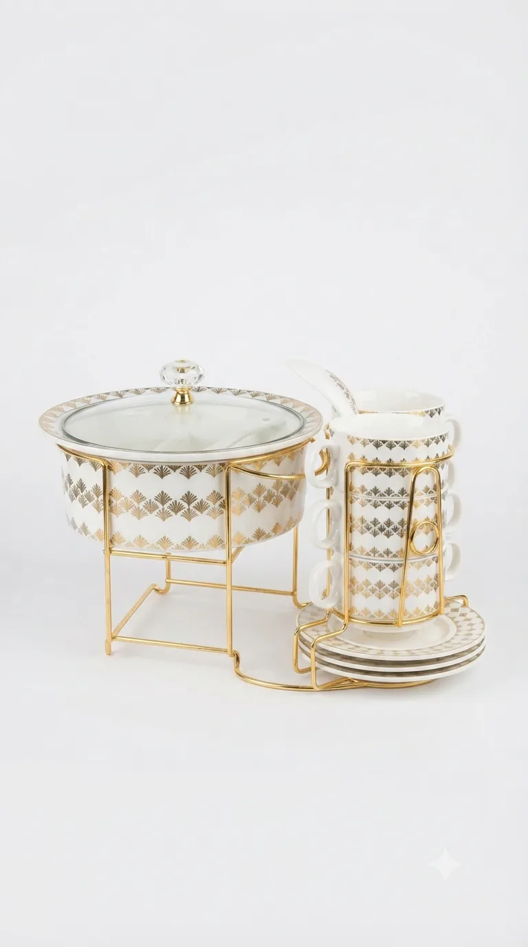 Elegant Soup Bowl & Serving Set For Home Dining-16741-25 — White