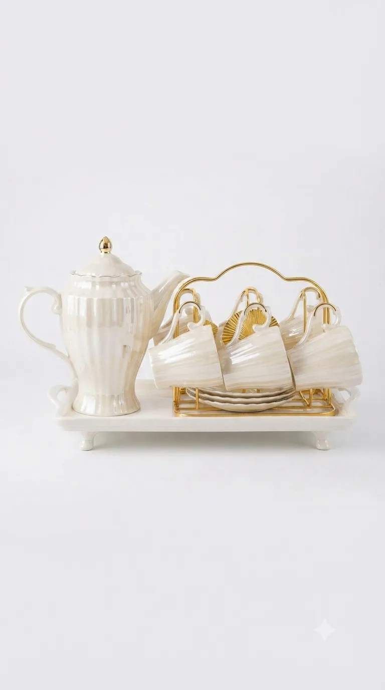 Vintage Elegance Classic Tea & Coffee Set-16187-21(White) — White