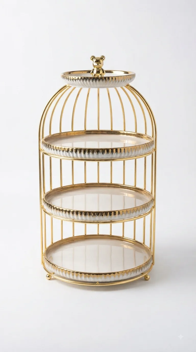 3-Tier Royal Nut Tray-014111 — white&gold