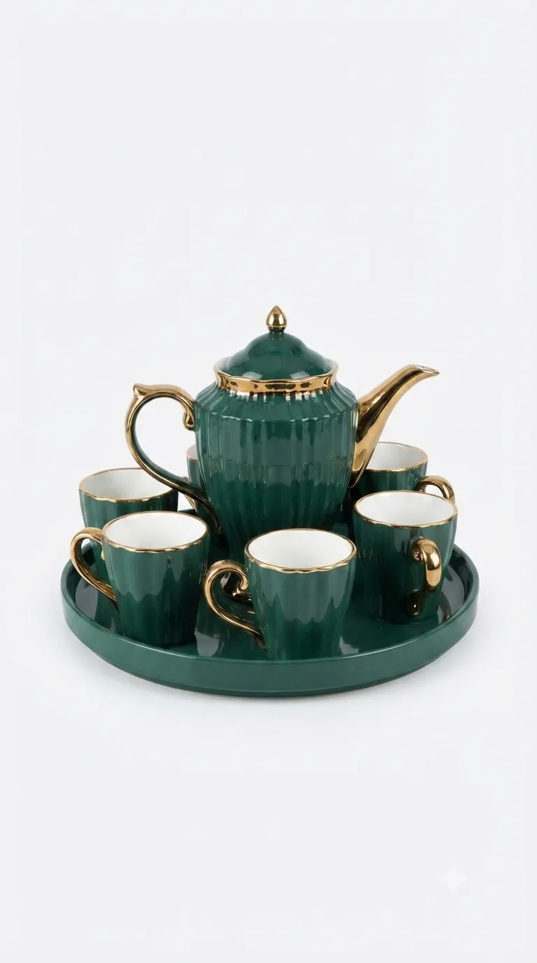 Vintage Elegance Classic Tea & Coffee Set-16187-27 — Green