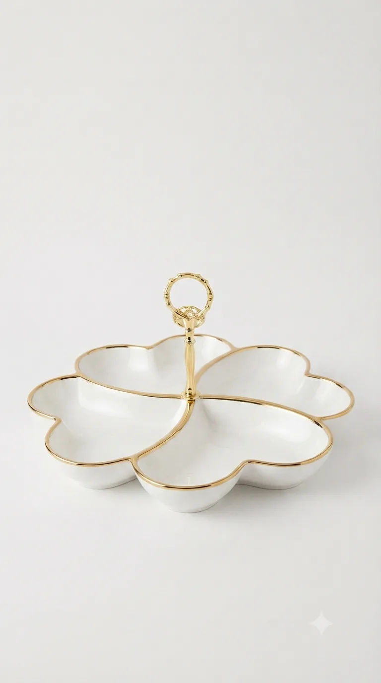 Premium Ceramic Dry Fruits, Nuts & Snacks Serving Tray Set-16741-108 — White