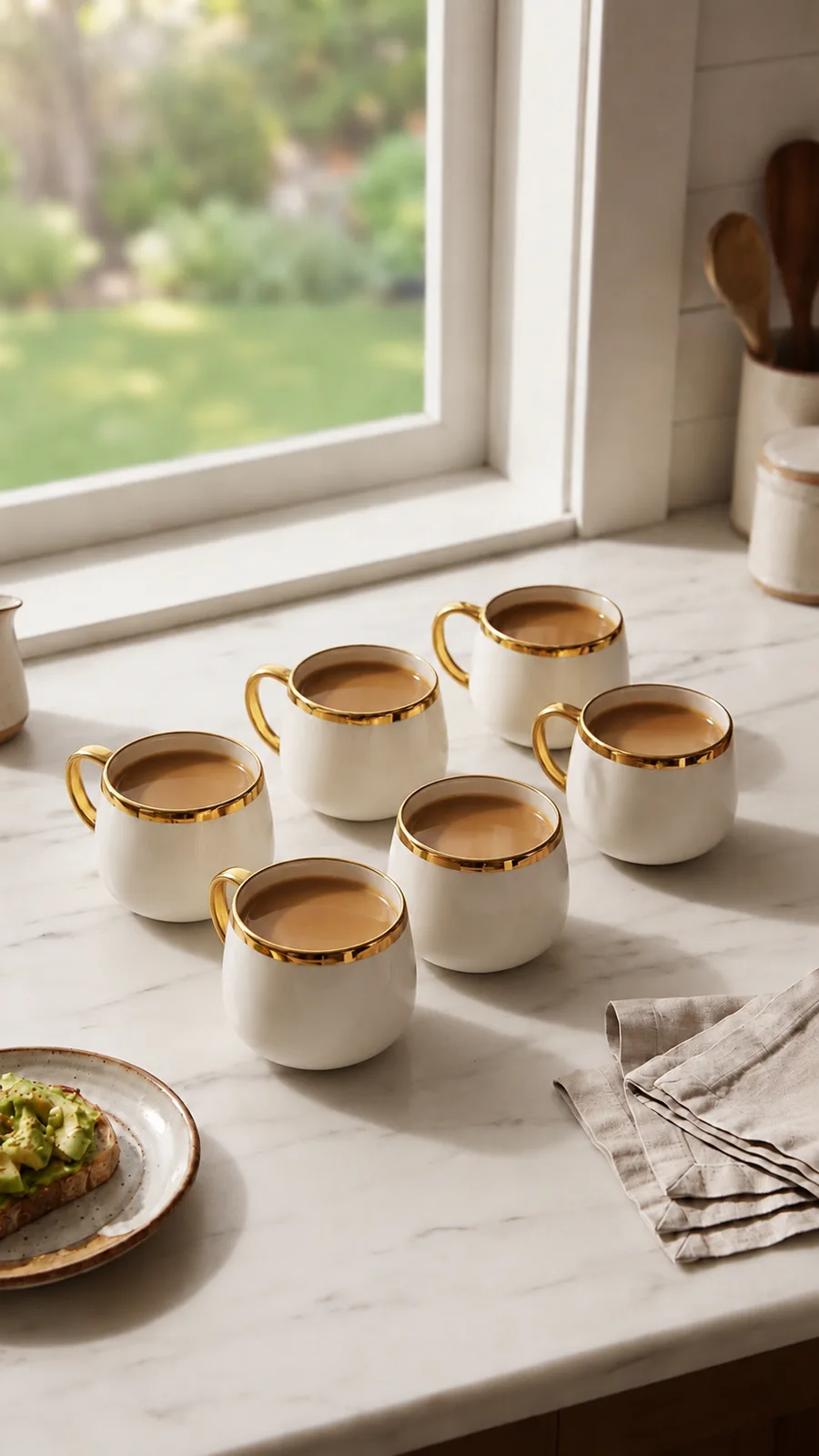 Gold classic tea mug set-16741-128 — white&gold