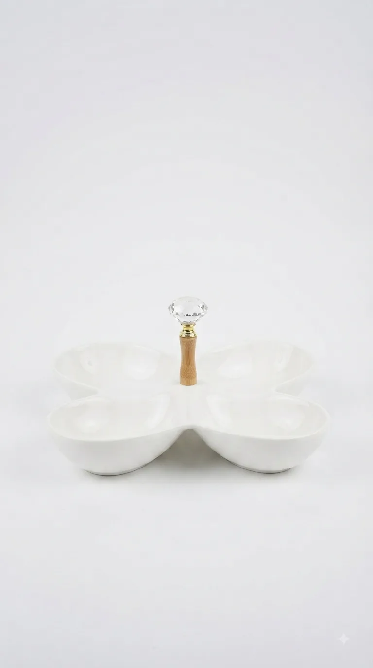 The Sovereign Porcelain & Bamboo Nuts Serving Platter-16741-95 — White