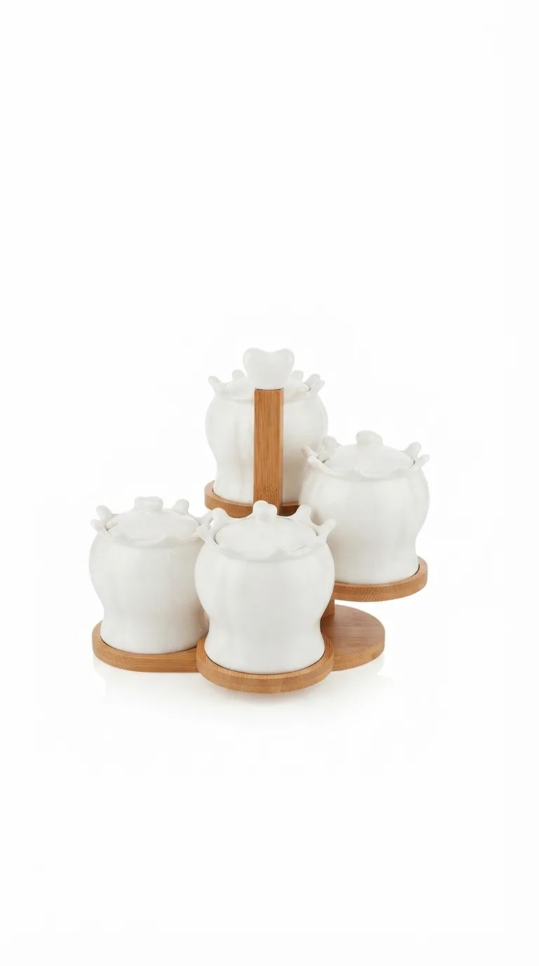 Ceramic Canister Set Pots for Elegant Kitchen Organization-16741-9 — White