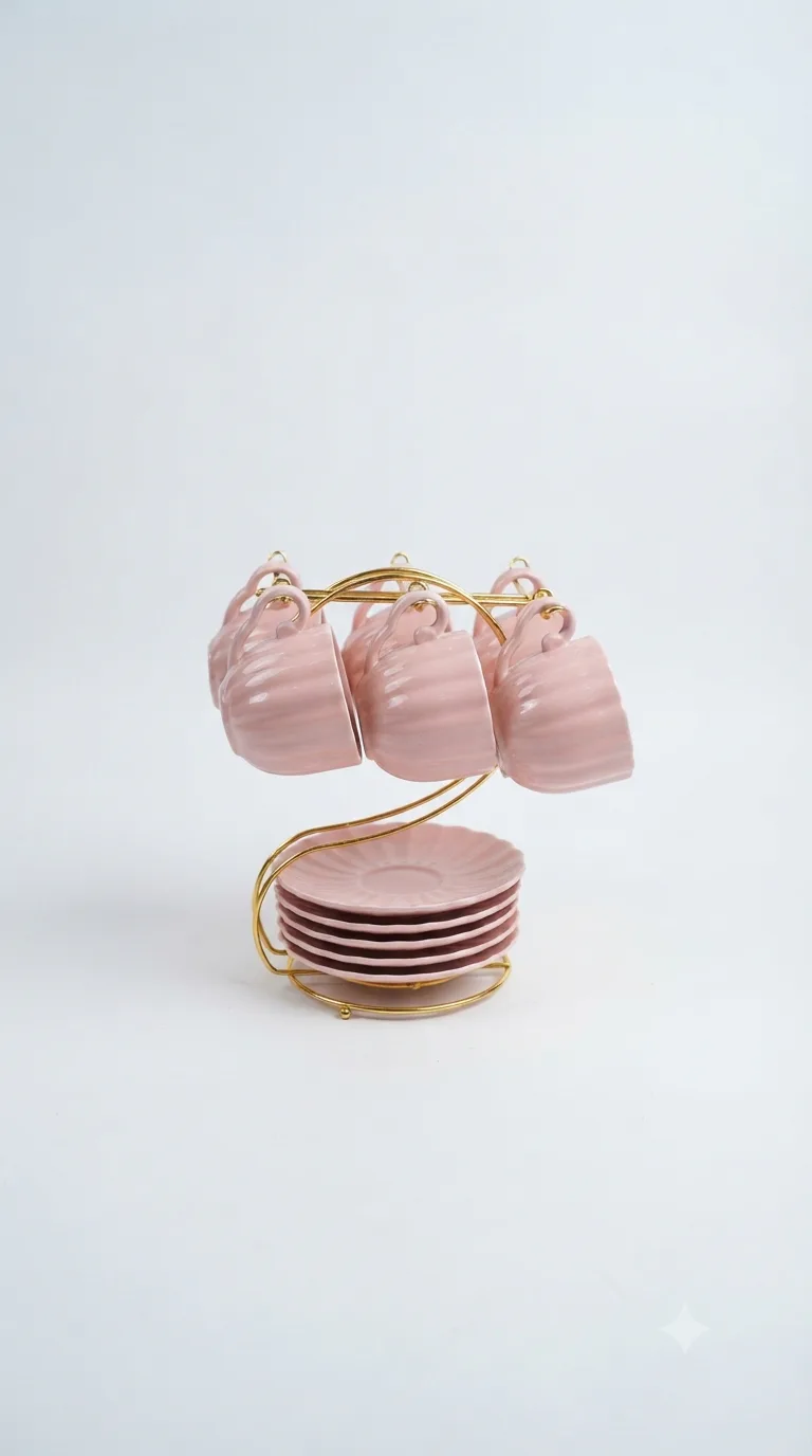 Signature luxury ceramic tea set collection-16187-35 — Pink