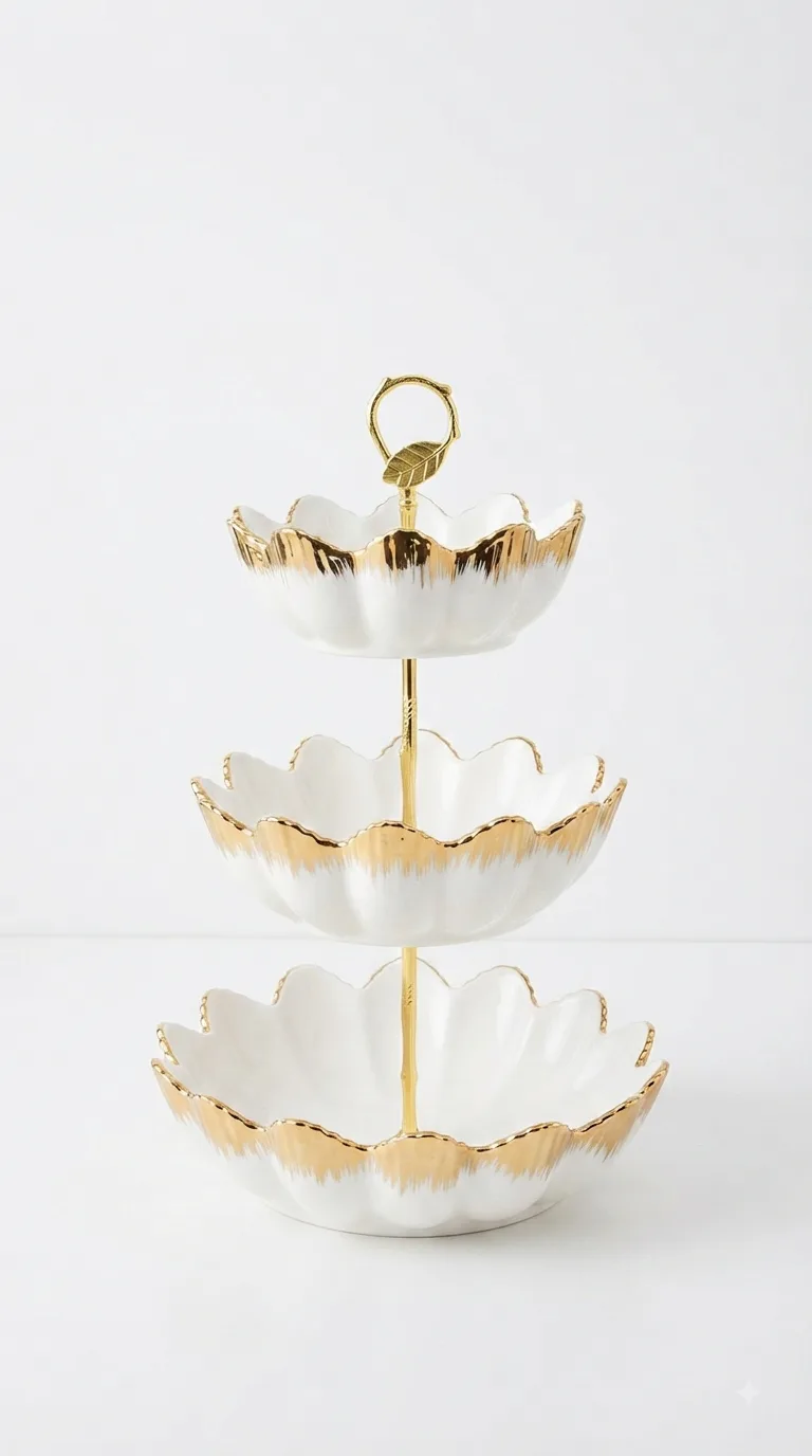 3-Tier Royal Nut Tray-16741-15 — white&gold