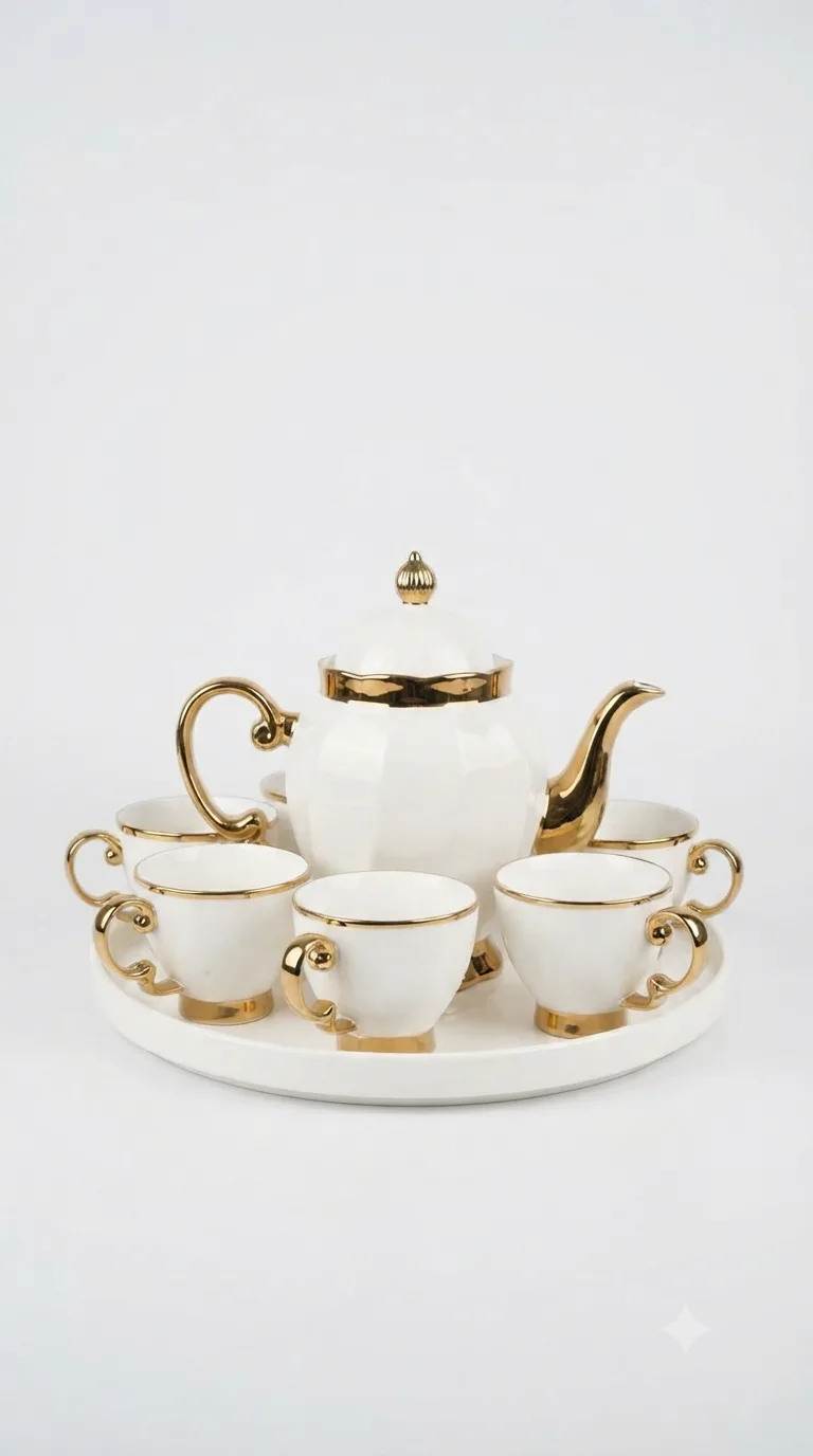 Vintage Elegance Classic Tea & Coffee Set-16187-17 — white