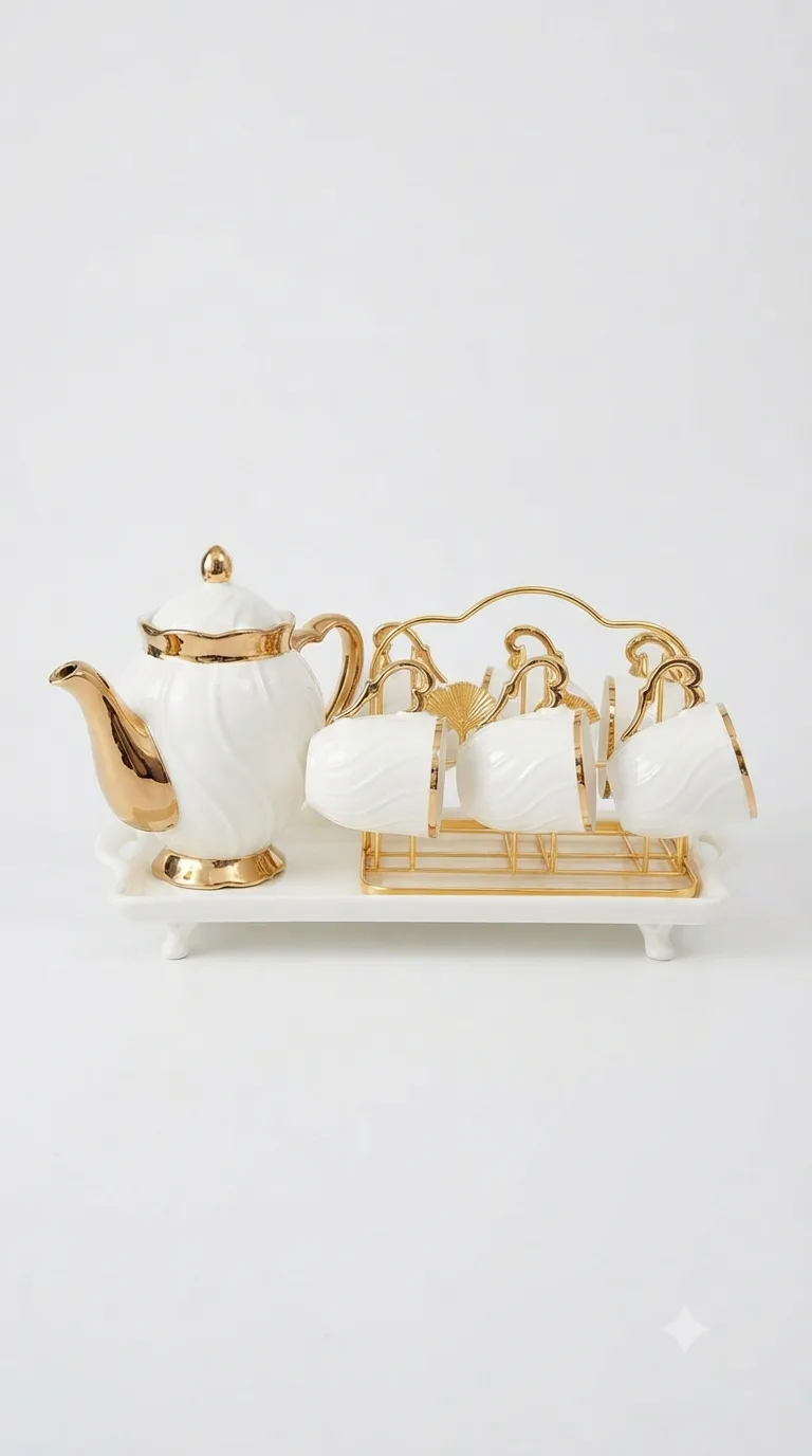 Signature luxury ceramic tea set collection-16187-31 — White