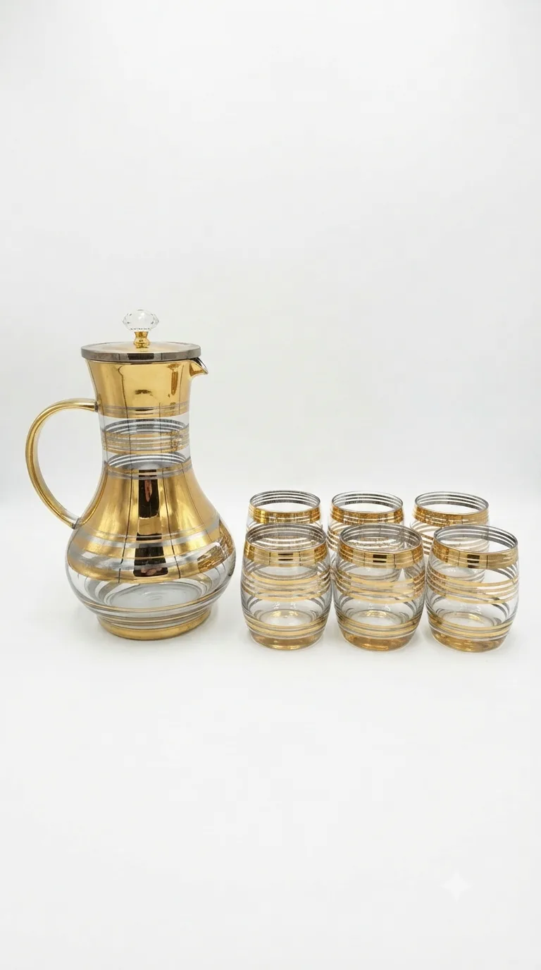 Premium Table Water Jug & Glassware Serving Set-186-2 — White