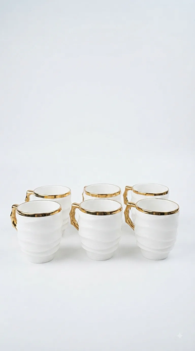 Gold classic tea mug set-16741-129 — white&gold