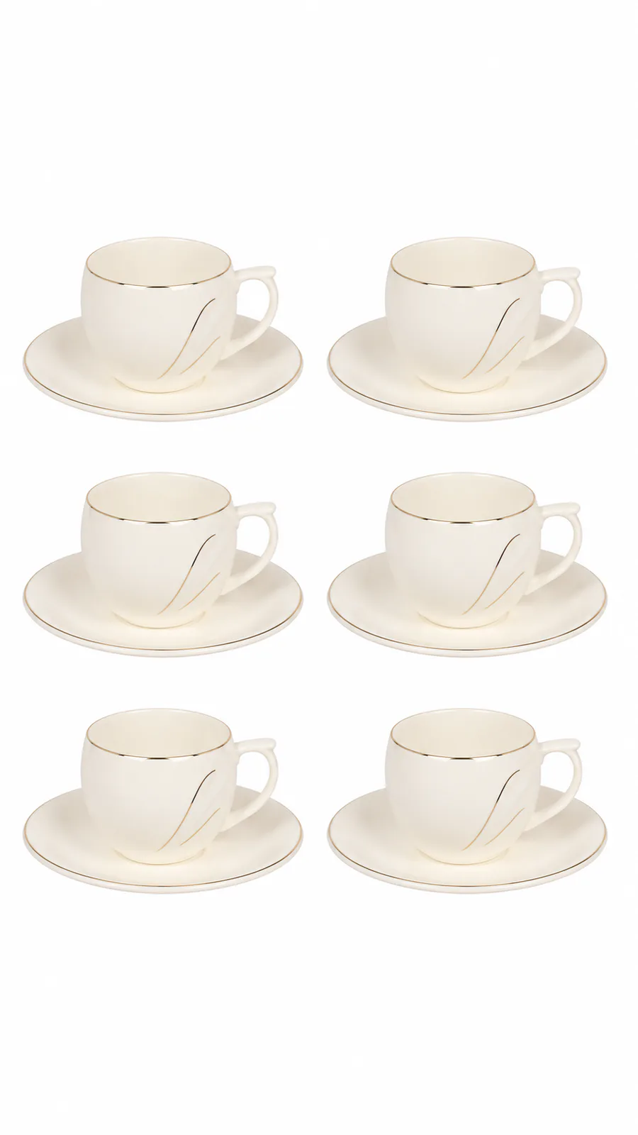 Classic White Ceramic Tea & Coffee Cup with Saucer Set (Pack of 12 / 6 Cups & 6 Saucers)_YJD-12LD — white