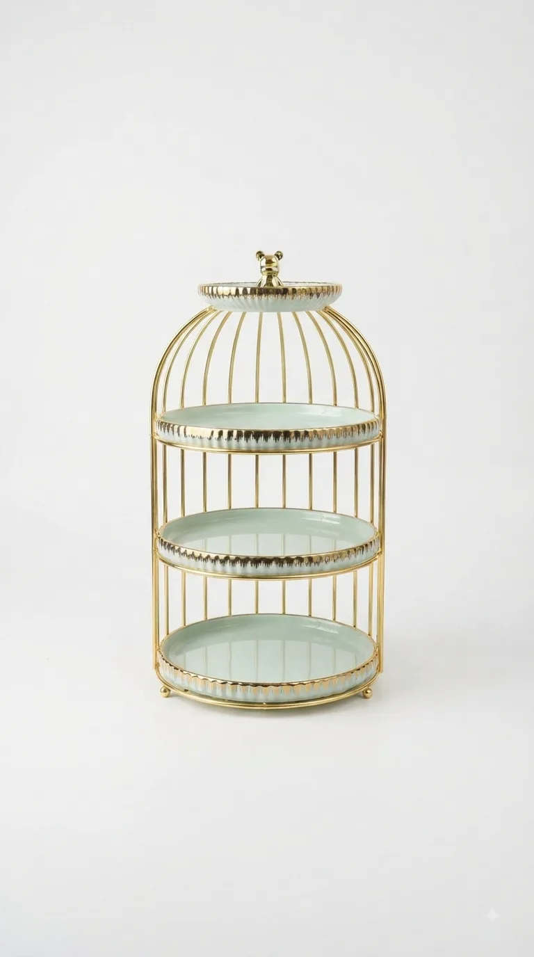 3-Tier Royal Nut Tray-16741-12 — white&gold