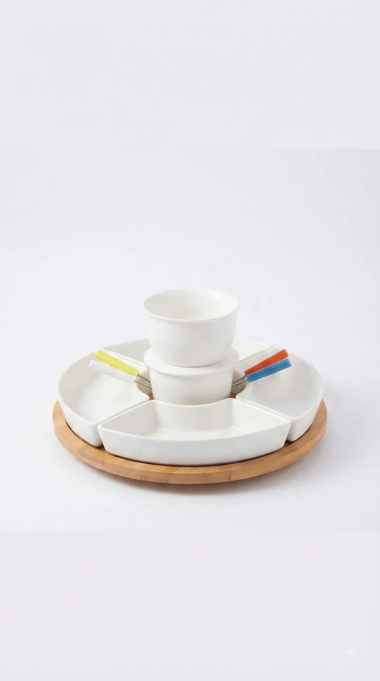 The Sovereign Porcelain & Bamboo Nuts Serving Platter-16741-11 — White