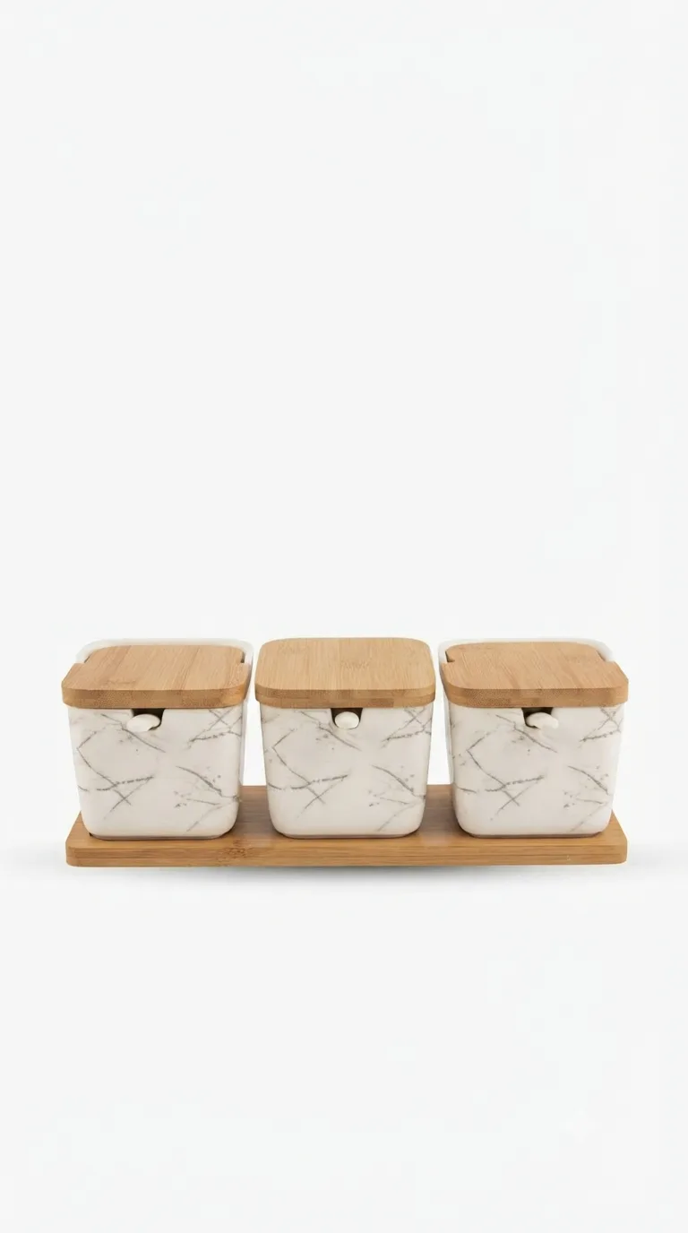 Ceramic Canister Set Pots for Elegant Kitchen Organization-16741-6 — White