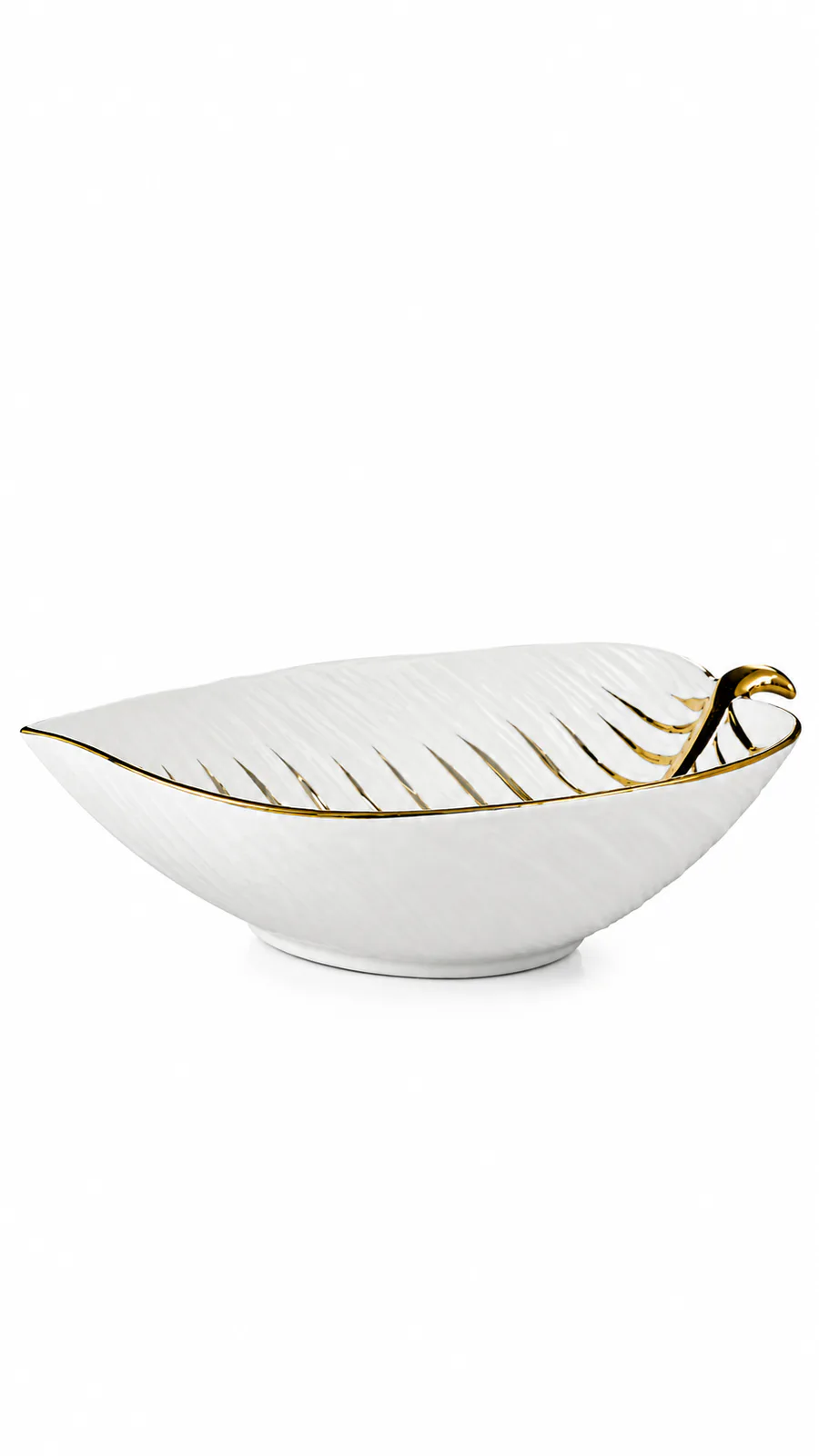 Golden Leaf Elegance Nuts Tray_WH062 — White & Gold