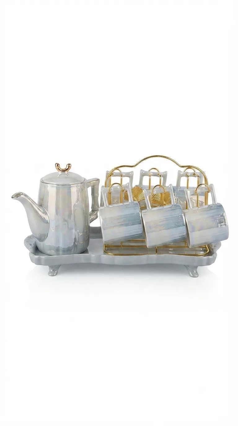 Vintage Elegance Classic Tea & Coffee Set-16187-10(Grey) — White&grey