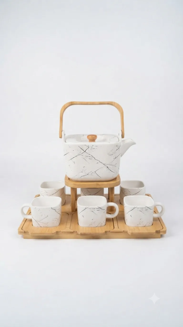 Signature luxury ceramic tea set collection-16741-36 — White