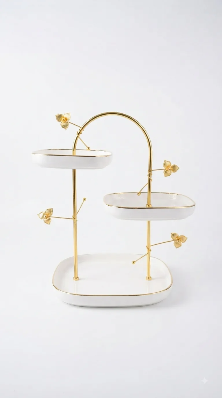 3-Tier Royal Nut Tray-16741-7 — white&gold