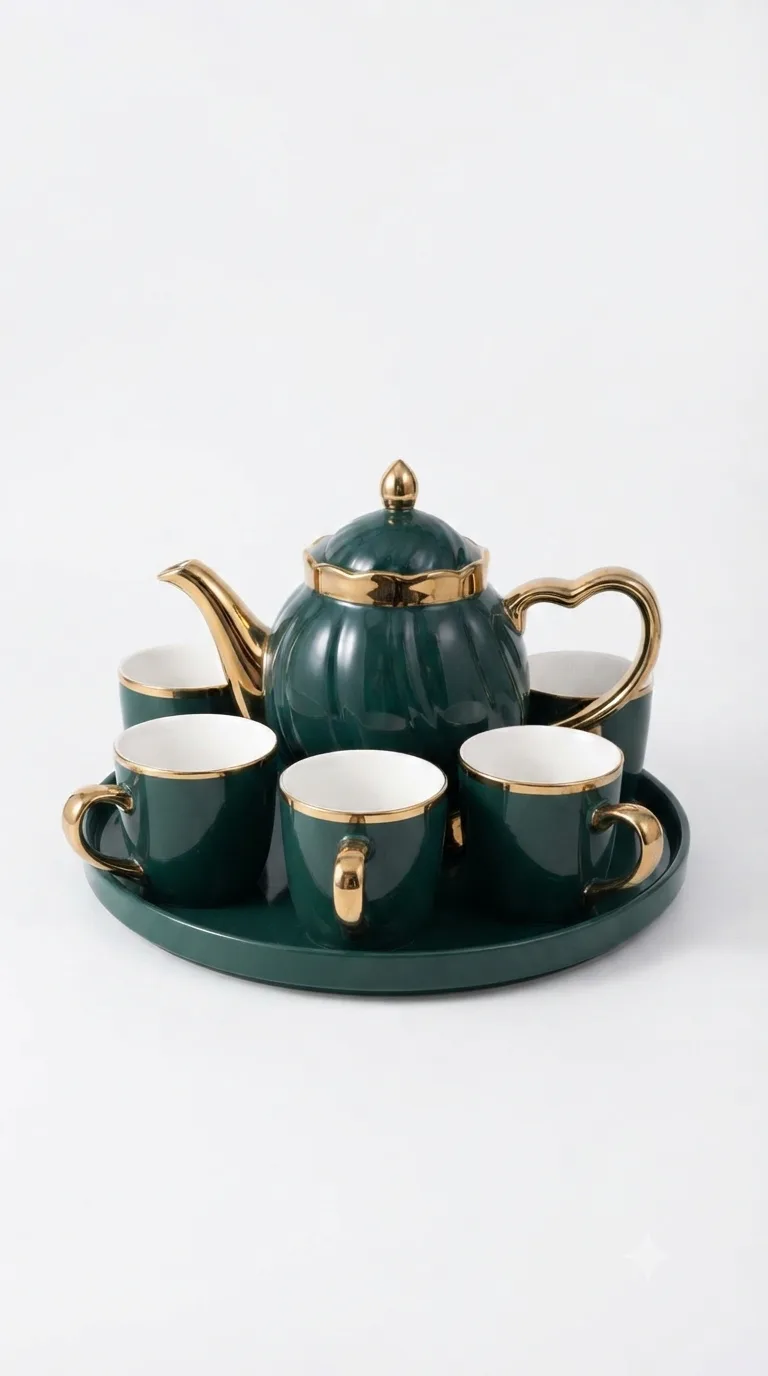 Vintage Elegance Classic Tea & Coffee Set-16187-33 — Green
