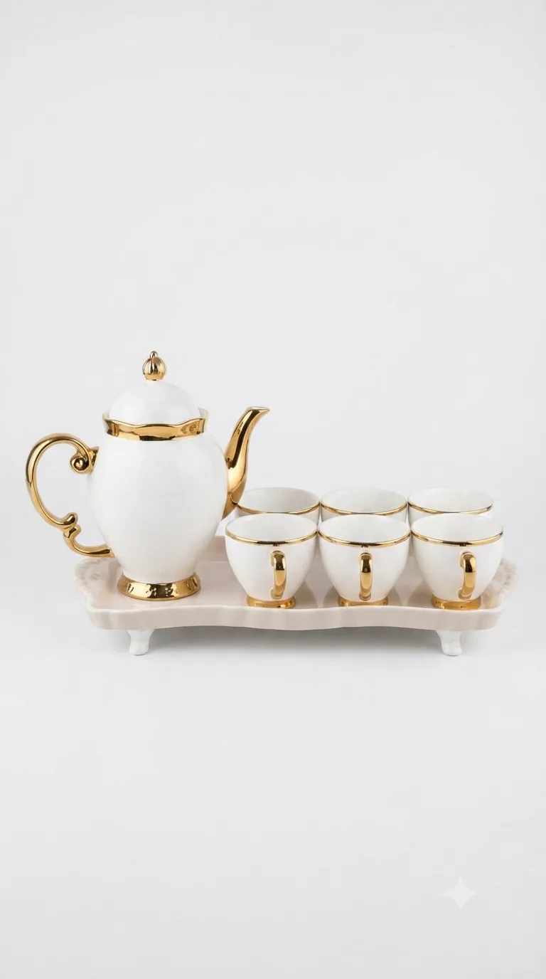 Vintage Elegance Classic Tea & Coffee Set-16187-18(White) — White