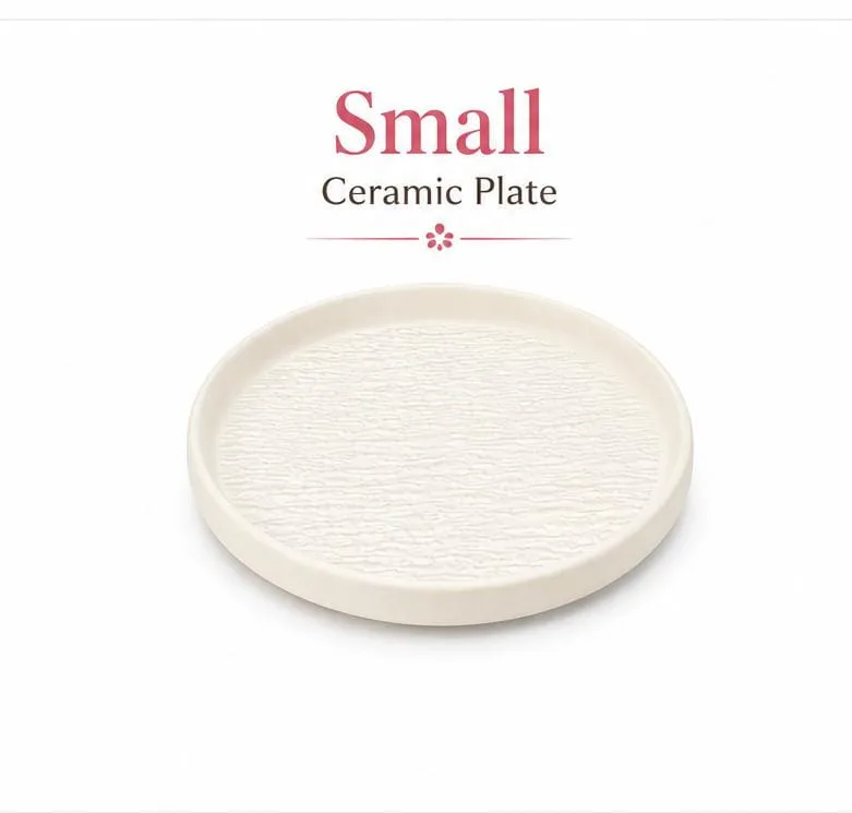 Elegant 8-Inch Ceramic Small Plate For Snacks, Appetizers & Everyday Serving._BGZ-017B — White