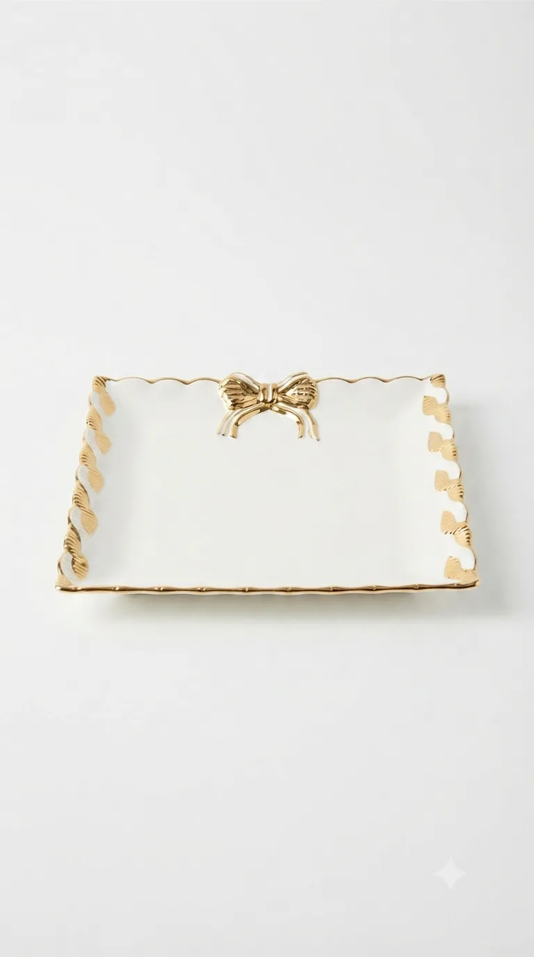Elegant Ceramic Snack Serving Platter-HDJ-4 — White