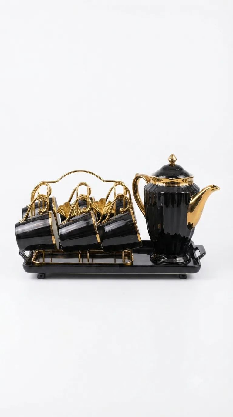 Vintage Elegance Classic Tea & Coffee Set-16187-26(black) — black