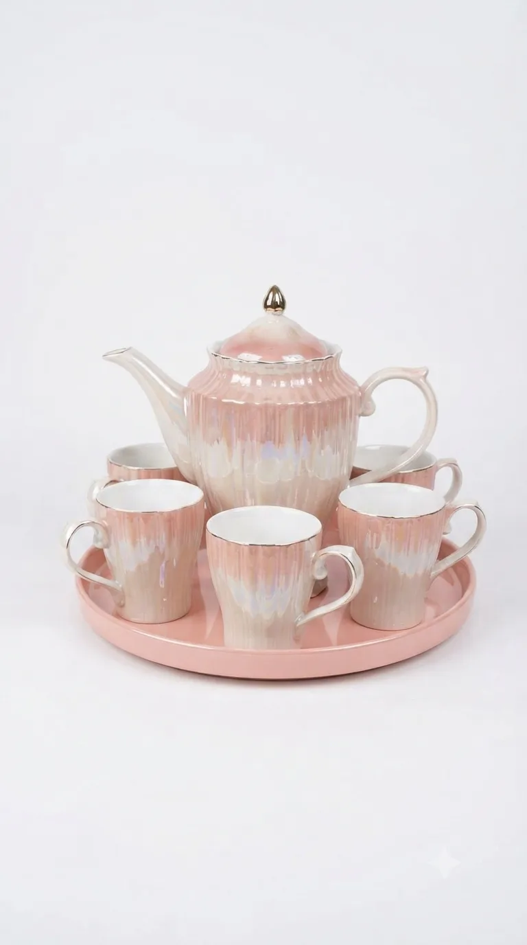 Vintage Elegance Classic Tea & Coffee Set-16187-20(pink) — white&pink