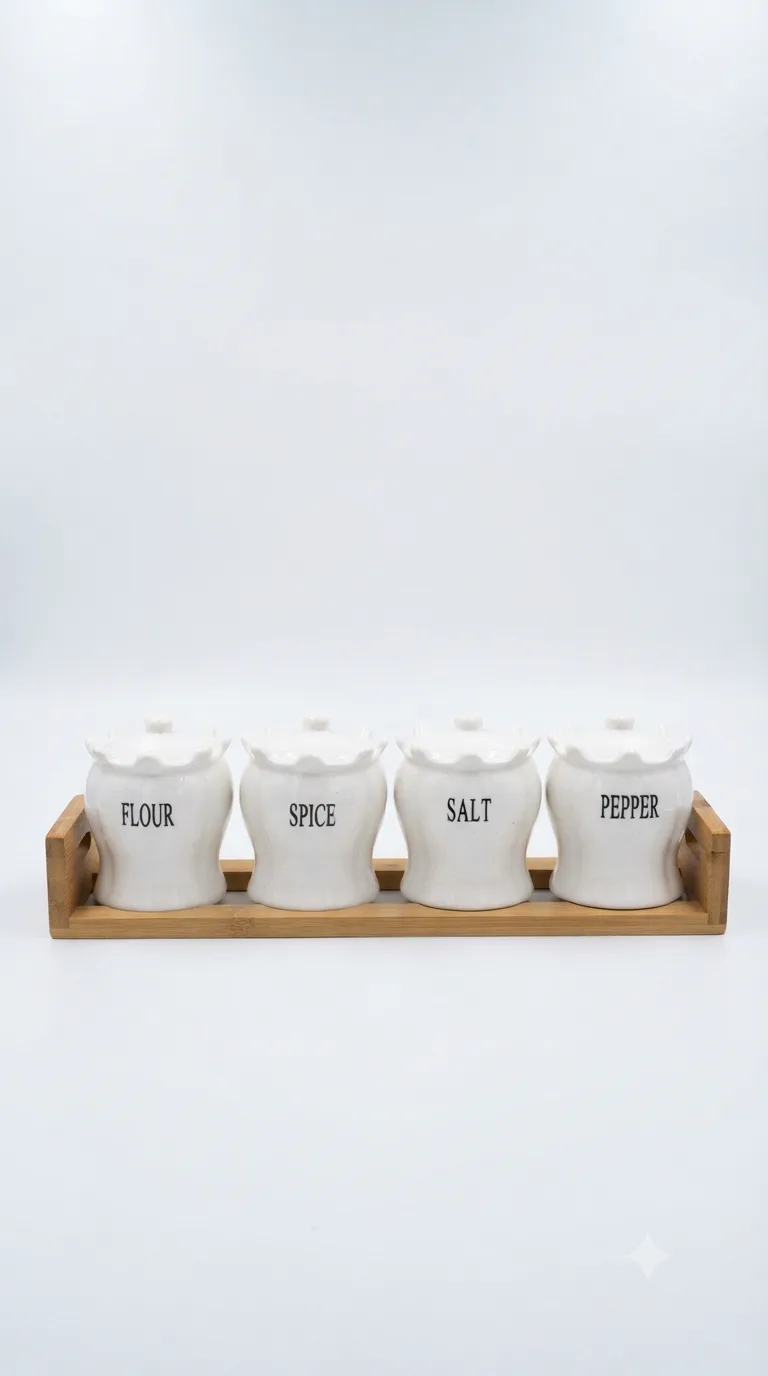 Ceramic Canister Set Pots for Elegant Kitchen Organization-16741-19 — White
