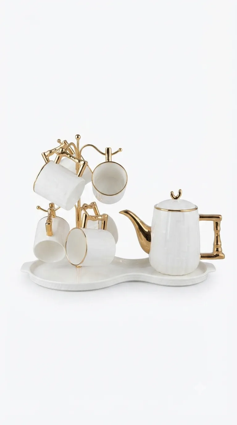 Vintage Elegance Classic Tea & Coffee Set-16187-16(white) — white