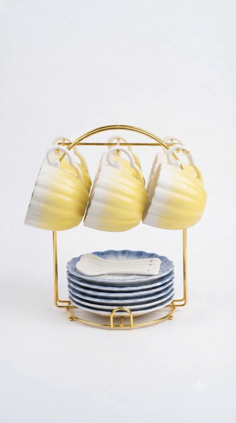 Signature luxury ceramic tea set collection-16187-36 — Yellow