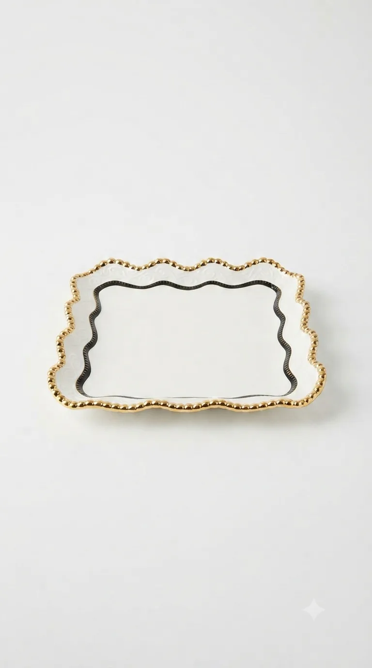 Elegant Ceramic Snack Serving Platter-JJ-85 — White